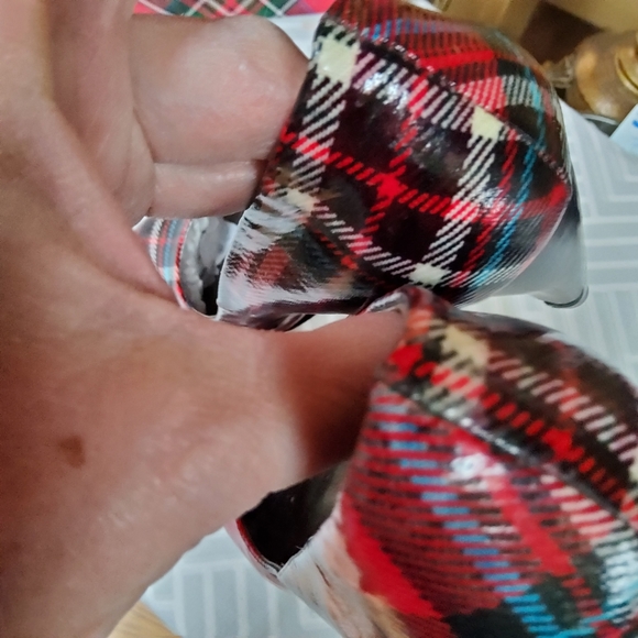 Aldo Red Tweed Plaid Tartan Patent Leather Heels - Picture 7 of 7